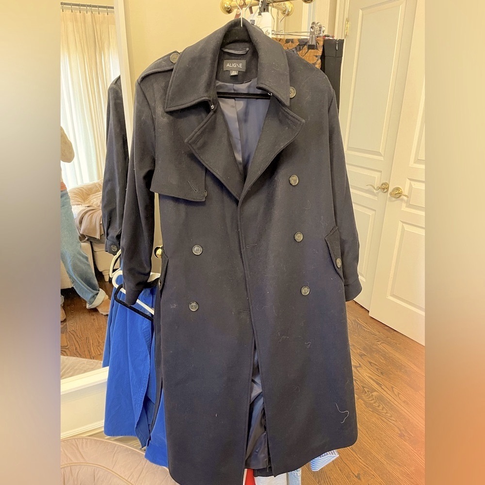 Aligne Kharlene Dark Navy Wool Trench UK6